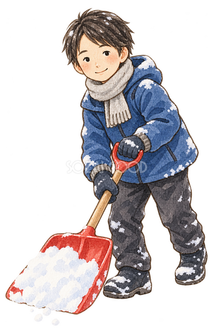 雪かきをする男の子イラスト 雪かきをする男の子イラスト