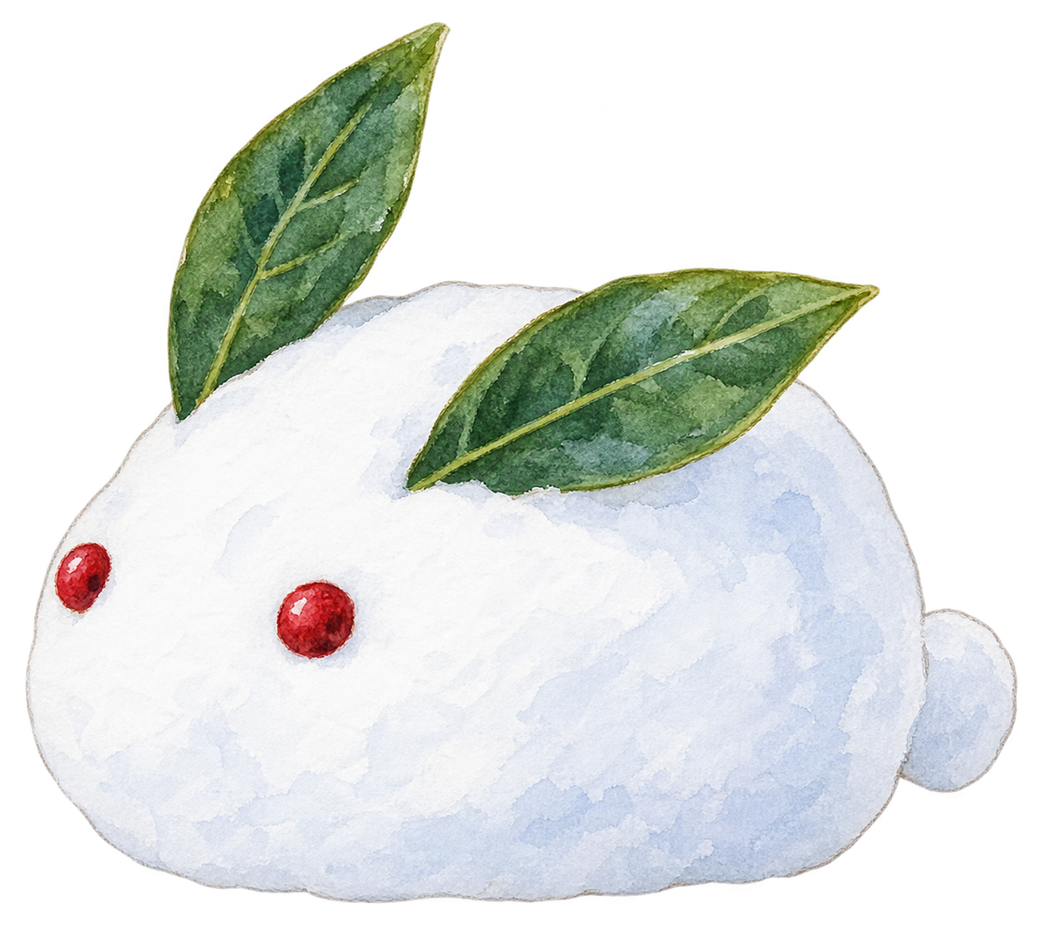 雪うさぎの水彩イラスト｜雪遊びの無料素材 104874に写真・文字を入れる