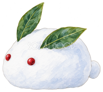 雪うさぎの水彩イラスト｜雪遊びの無料素材 104874
