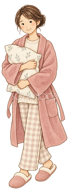 早めに休む成人女性イラスト 早めに休む成人女性イラスト