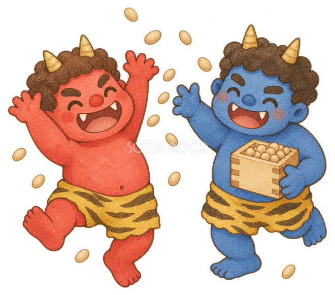 赤鬼と青鬼の二体イラスト