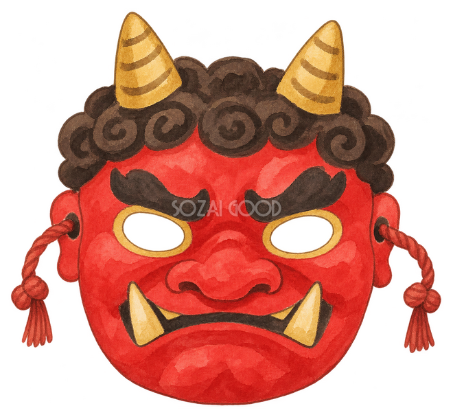 赤い鬼のお面イラスト 赤い鬼のお面イラスト