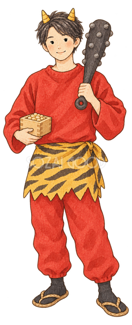 鬼の衣装を着た成人男性イラスト 鬼の衣装を着た成人男性イラスト