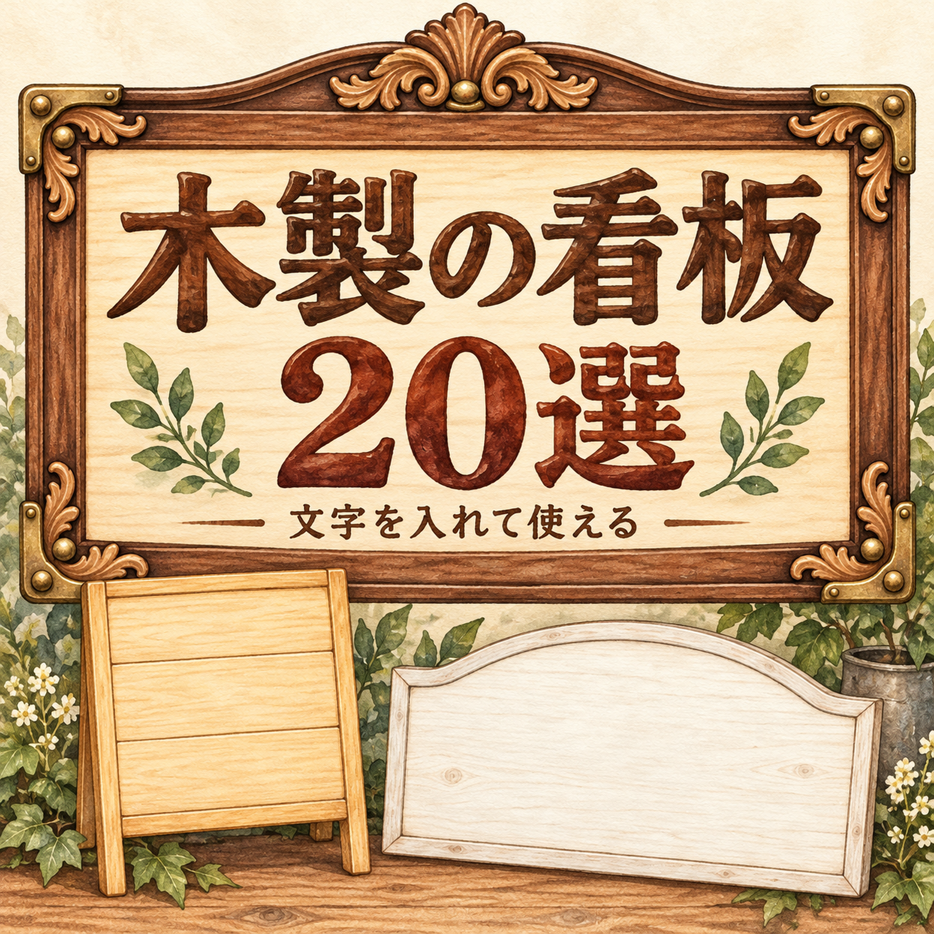 木製の看板20選｜文字を入れられる無料フレームイラスト素材 104924に写真・文字を入れる