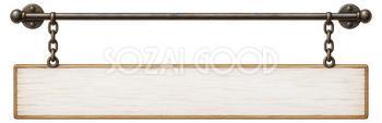 細長い横型吊り札｜文字入れに使える無料フレームイラスト素材 105004
