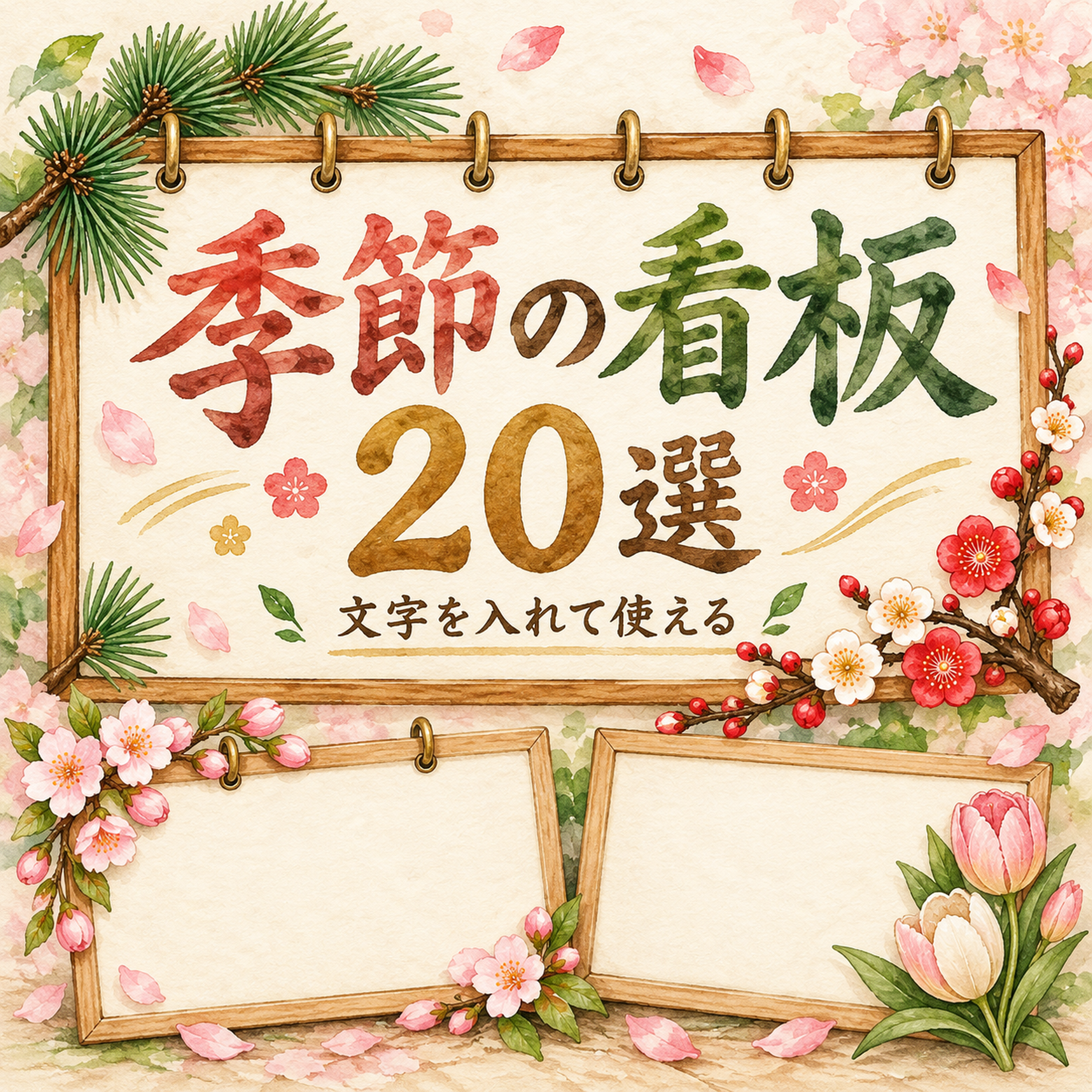 季節の看板20選｜文字を入れられる無料フレームイラスト素材 105009に写真・文字を入れる