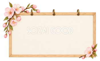 桜の案内ボード｜文字入れに使える無料フレームイラスト素材 105013