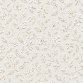 刺繍風の花模様・薄い白の模様｜無料背景イラスト素材 105529