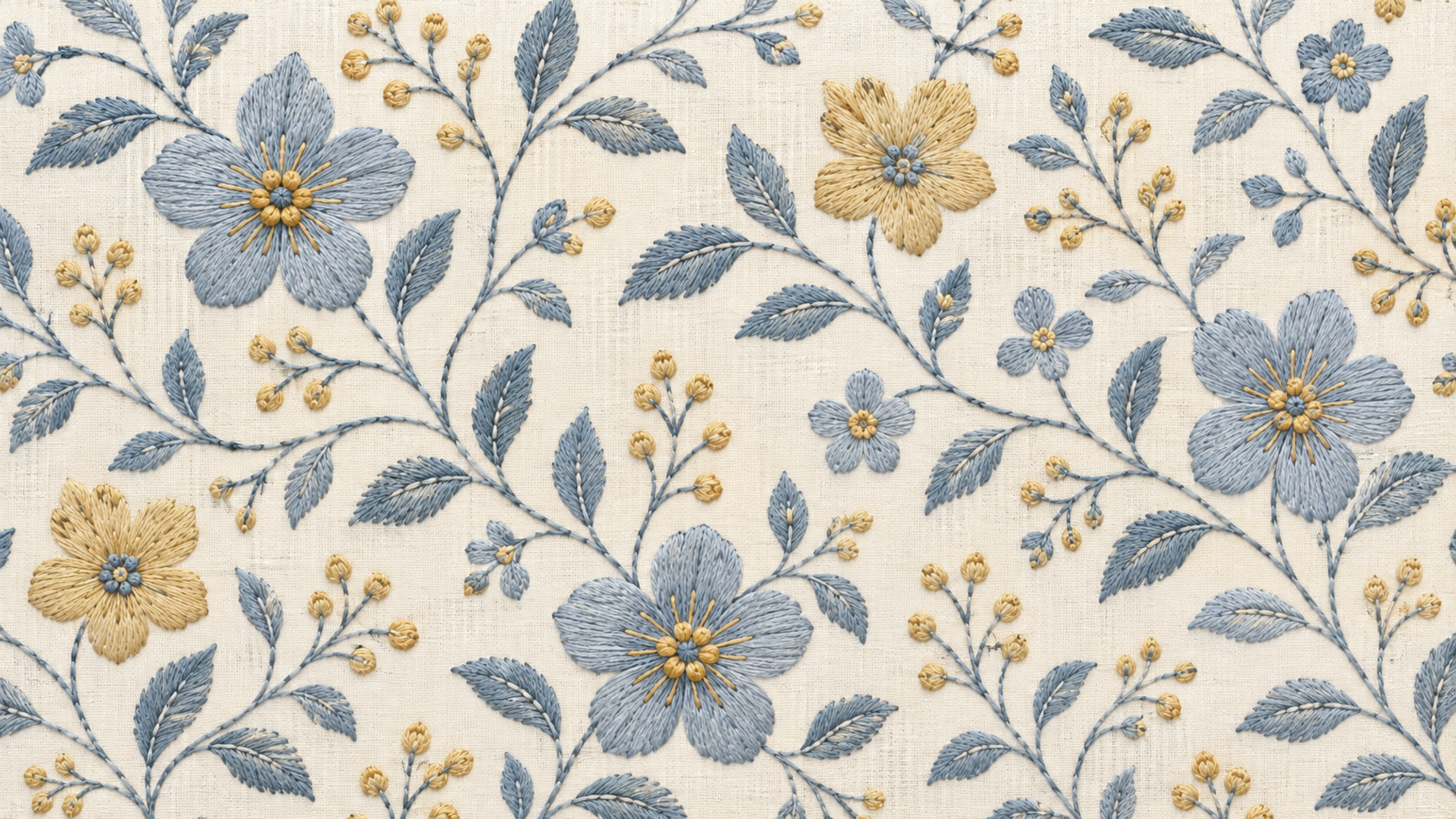刺繍風の花模様・横長・大きめの柄｜無料背景イラスト素材 105535に写真・文字を入れる
