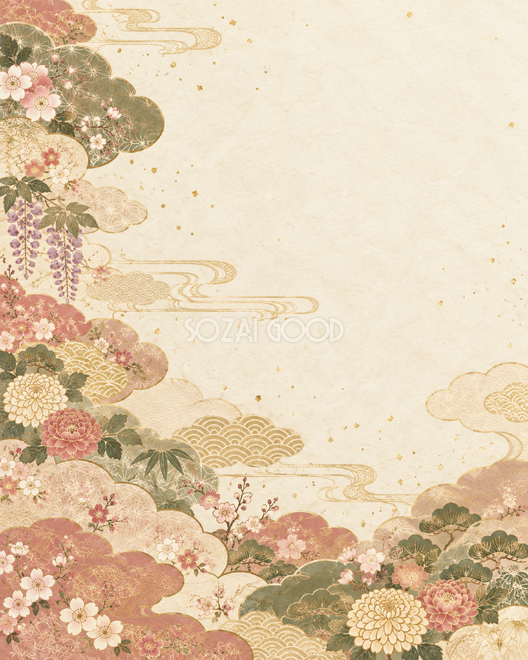 雲と四季の花の背景10 雲と四季の花の背景10