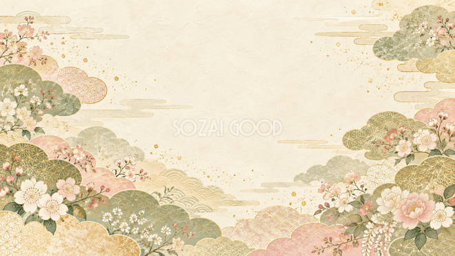 雲と四季の花の背景12 雲と四季の花の背景12