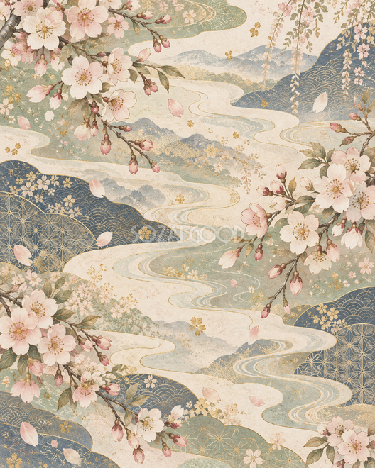桜と霞の背景09 桜と霞の背景09
