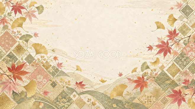 紅葉と重ね菱の背景12 紅葉と重ね菱の背景12