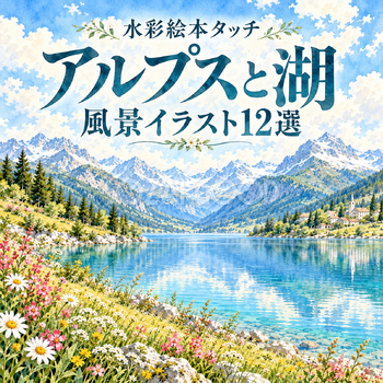 アルプスと湖の水彩風景12選