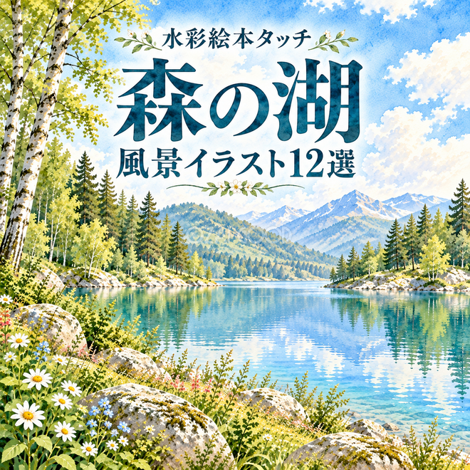 森の湖の水彩風景12選 森の湖の水彩風景12選