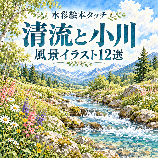 清流と小川の水彩風景12選 清流と小川の水彩風景12選