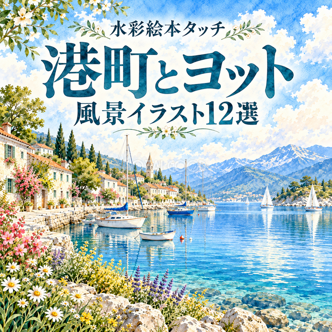 港町とヨットの水彩風景12選 港町とヨットの水彩風景12選