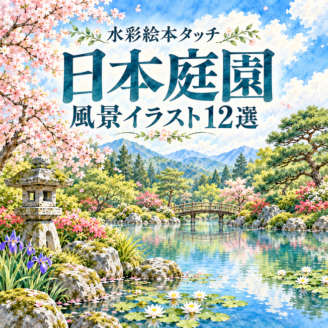 日本庭園の水彩風景12選 日本庭園の水彩風景12選