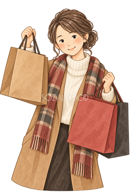 紙袋を持つ女性 紙袋を持つ女性
