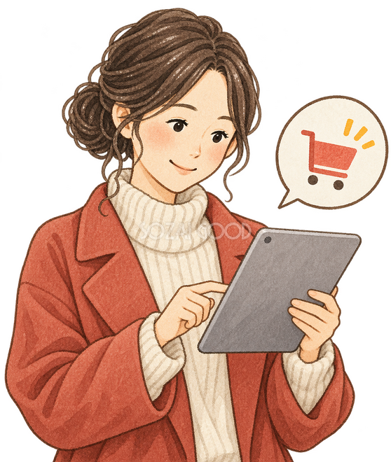 タブレットで注文を確認する女性 タブレットで注文を確認する女性