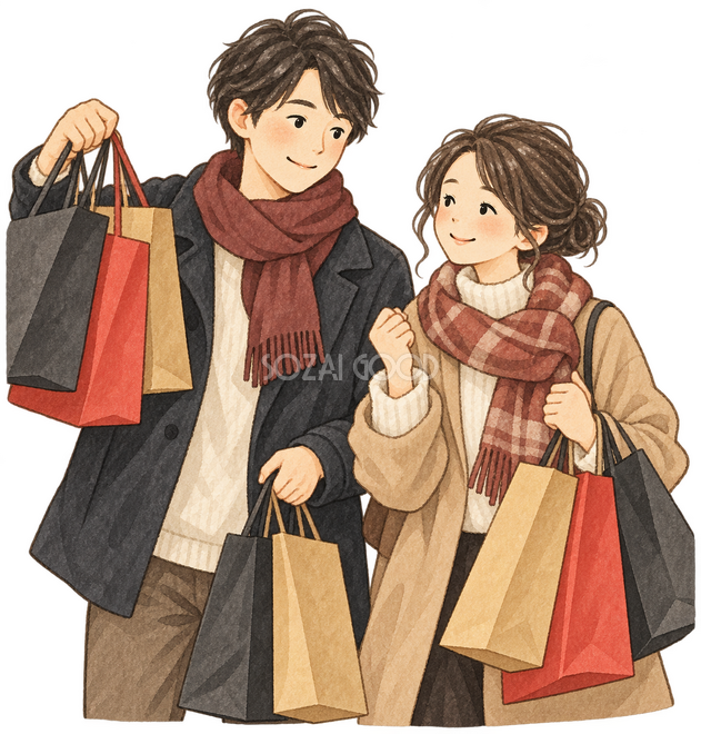 買い物を楽しむ男女