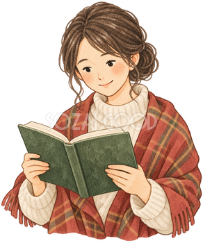 本を読む女性の水彩イラスト｜文化の日の無料素材 106250