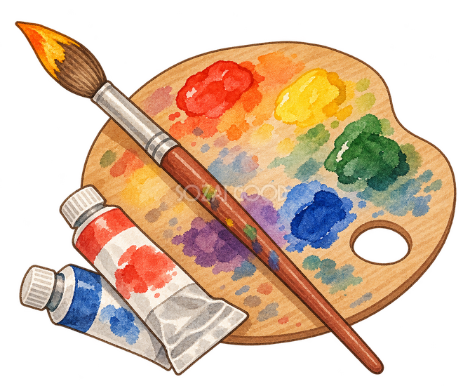 絵筆と絵の具 絵筆と絵の具