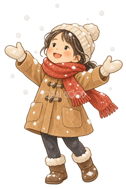 初雪を喜ぶ子ども 初雪を喜ぶ子ども