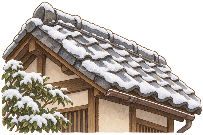 うっすら雪の屋根 うっすら雪の屋根
