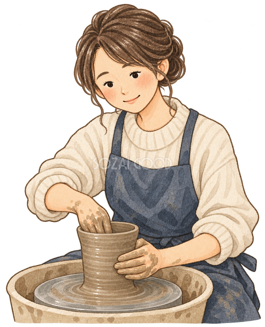陶芸をする女性