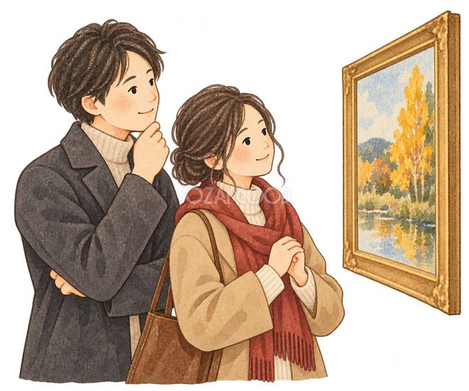 作品を鑑賞する夫婦 作品を鑑賞する夫婦