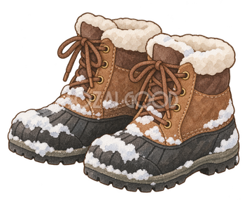 雪のついた冬靴の水彩イラスト｜小雪の無料素材 106272