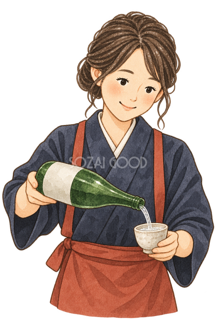 新酒を注ぐ店員 新酒を注ぐ店員