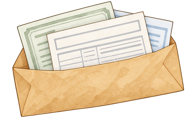 封筒と証明書 封筒と証明書