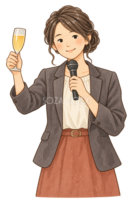 挨拶をする女性上司 挨拶をする女性上司