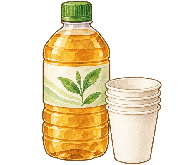 ノンアルコール飲料と紙コップ ノンアルコール飲料と紙コップ