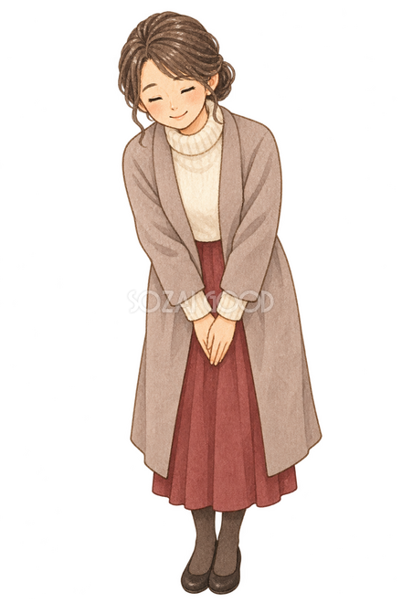 感謝のお辞儀をする女性 感謝のお辞儀をする女性