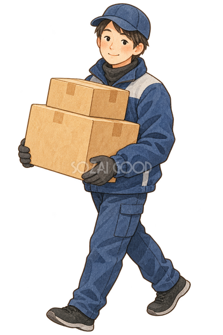 荷物を運ぶ配達員