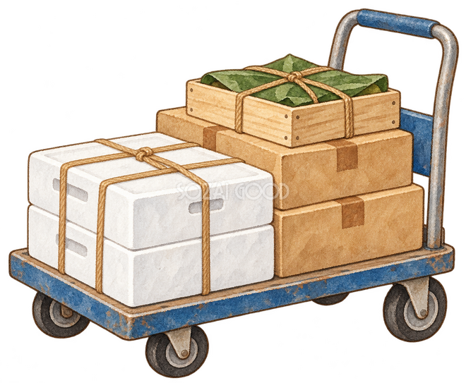商品を運ぶ台車 商品を運ぶ台車