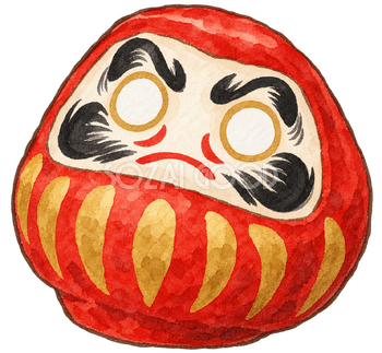 焚き上げ前のだるまの水彩イラスト｜どんど焼きの無料素材 106398