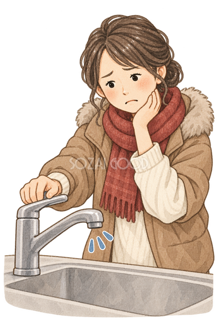 水が出ず困る女性