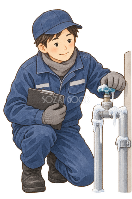 水道管を点検する作業員 水道管を点検する作業員
