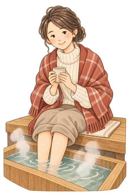足湯をする女性 足湯をする女性
