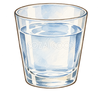 入浴前の飲み水の水彩イラスト｜ヒートショックの無料素材 106462