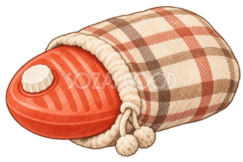 湯たんぽと布カバーの水彩イラスト｜温活の無料素材 106476