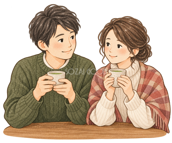お茶を飲む夫婦 お茶を飲む夫婦