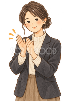 拍手する先生の水彩イラスト｜学芸会の無料素材 106520