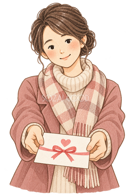 感謝のカードを渡す妻
