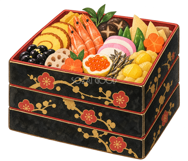 三段のおせち重箱 三段のおせち重箱