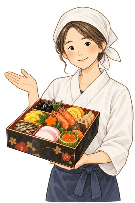 おせちを紹介する料理人